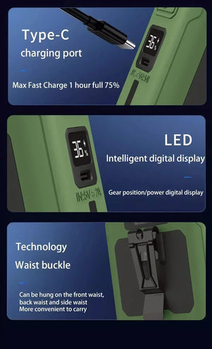 Portable Waist Fan 20000mAh Outdoor Hanging Neck Fan Rechargeable Strong Wind Waist Clip Camping Fan with Power Bank Lighting