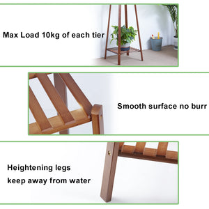 Bamboo Tall Plant Stand Indoor Outdoor Flower Display Shelf Corner Storage Rack