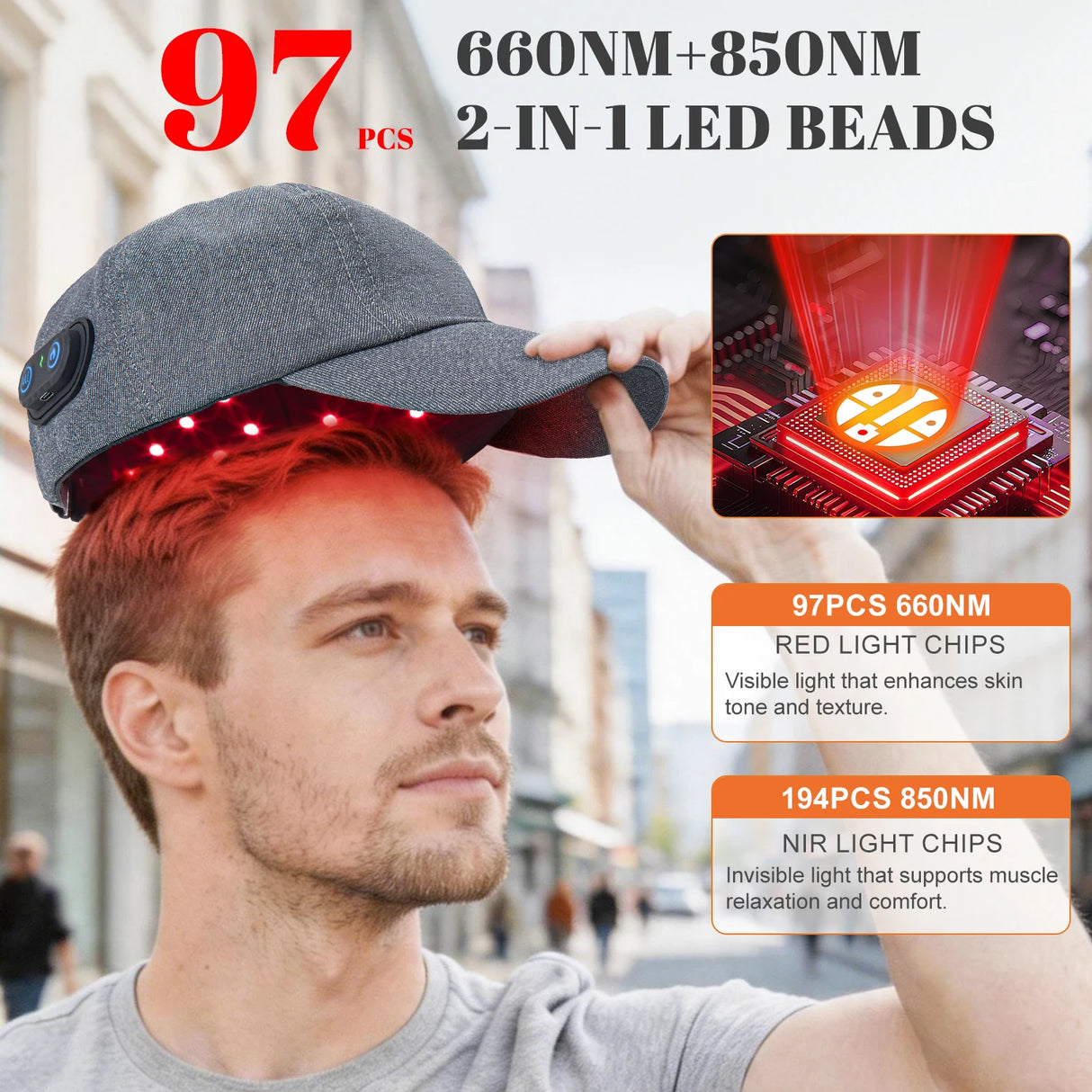 2026 Red Light Therapy Hair Growth Cap 660nm 850nm Near Infrared LED Hair Follicle Activator Anti Hair Loss Scalp Care Hat