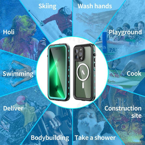 Waterproof Case For iPhone 14 Pro Max 14 Pro iPhone 13 Pro Max Protector Full Body Protective Dustproof Magnetic Phone Case Waterproof 360 Degree All-Round Protection with Built-in Screen Protector Outdoor Transparent  Shockproof Case