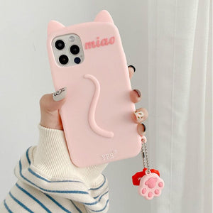 Cartoon Cute Cat Ear Phone Case For Iphone 14 12 13 11pro Max X Xr Xs 7 14plus Matte Soft Silicone Shockproof Case Funny Cat Design Cute Back Case