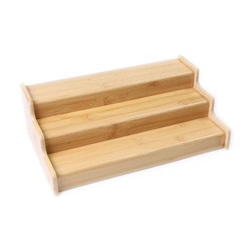 Bamboo Organizers Expandable Spice Rack, 3-Tier, 12.91-22.4x7.67x4.4 in