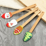 Christmas Silicone Spatula Santa Snowman Mixer Scraper with Wooden Handle