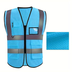 Reflective Safety Vest with Multiple Pockets
