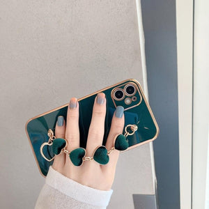 Luxury Women Silicone Phone Case Cover With Wrist Chain Bracelet for iPhone  Wristband Bracelet Hand Holder Cover for iPhone 13 12 11 Pro Max plating Case Heart Chain Cases for iPhone 7 8 Plus XR XS Max X