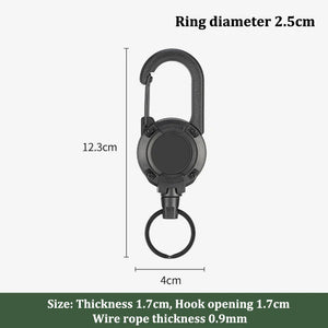 Outdoor Retractable Key Chain with Wire Rope Reel