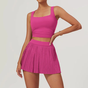 Women's 2 Piece Yoga Tennis Skirt Set Gym  Outdoor  & Sportswear