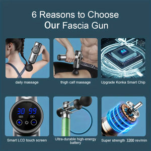 Deep Muscle Massage Gun Portable, Fascia Vibration Gun for Body Neck Back Relaxation, Fitness Slimming Tool