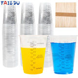 FAIS DU 8oz Disposable Measuring Cups with Stir Sticks for Epoxy, Baking, Paint Mixing