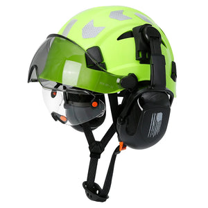 Total Head Protection: Safety Helmet with Visor and Earmuffs