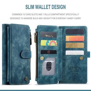 Vintage Card Holder Leather Wallet Case for iPhone 11 12 13 14 Pro Max Mini XR XS Max 8 7 6s Plus SE Storage Pocket Cover Flip Case PU Leather Protective Case With Magnetic Closure