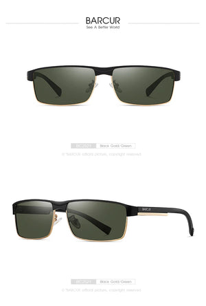 BARCUR Sunglasses Men’s Original Rectangle Fashionable Business Sunglasses – Polarized UV400 Protection for Driving Hiking Sports and Casual Wear – Trendy Fashion Shades Oculos De Sol with Anti-Reflective TAC Lenses