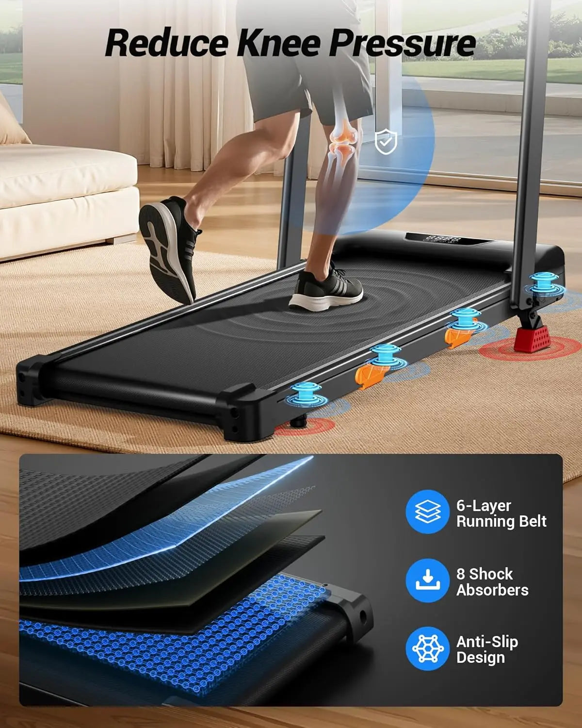 Walking Pad with 15% Incline 0.6-6.2MPH Foldable Portable Treadmill 2.5HP Compact Walking Pad for Home Small Space, Customized