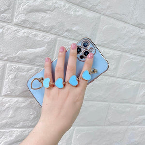 Luxury Women Silicone Phone Case Cover With Wrist Chain Bracelet for iPhone  Wristband Bracelet Hand Holder Cover for iPhone 13 12 11 Pro Max plating Case Heart Chain Cases for iPhone 7 8 Plus XR XS Max X