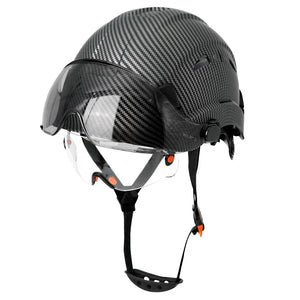 Carbon Fiber Pattern Safety Helmet with Visor & Goggles