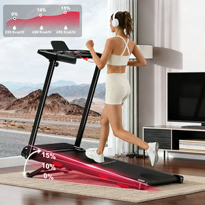 Folding Treadmill with incline Portable Treadmills Home with HandleBar,Walking Pad Foldable 3.0HP Quiet Brushless LED Dispay