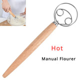 Danish Dough Whisk Stainless Steel Bread Mixer Wooden Handle Baking Tool