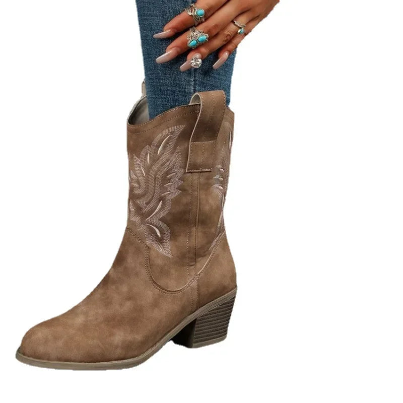 Elevated Comfort: Suede Western Ankle Boots