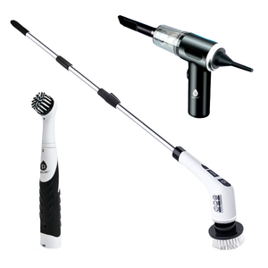 3-in-1 Cordless Rechargeable Cleaning Pursonic Bundle: Power Scrubber, Extended Brush & Mini Vacuum Duster for Home & Car.