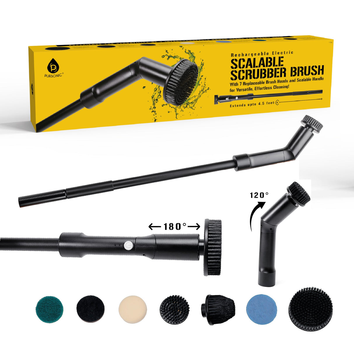 Rechargeable Electric Scalable Scrubber Brush – Reach New Heights in Cleaning by Pursonic