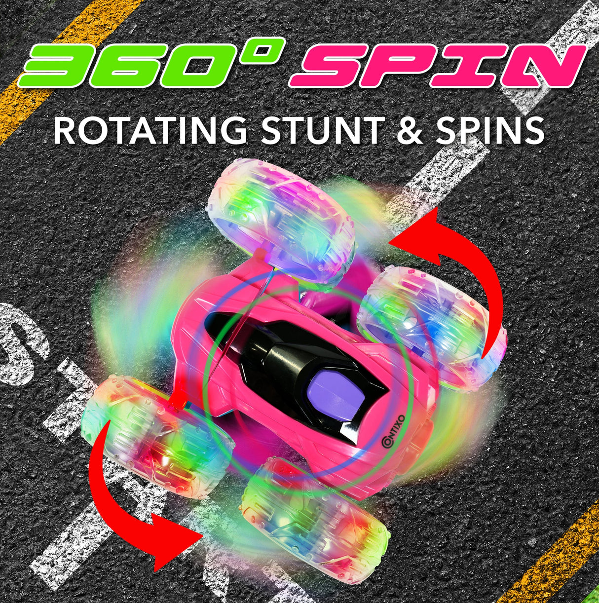 Contixo RC Stunt Car 4WD - 360 Spins, LED Lights