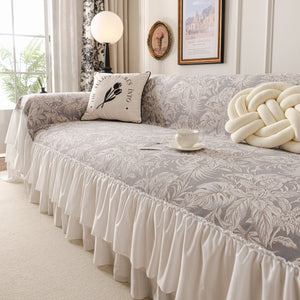 French Chic Style Ruffle Floral Cover Throws for Sofas, Decorative Couch Covers
