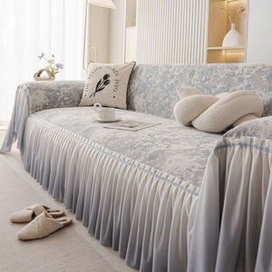 French Chic Style Ruffle Rose Cover Throw for Sofas, Decorative Sectional Covers