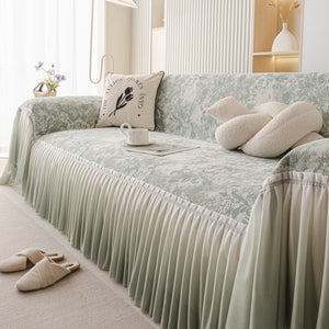French Chic Style Ruffle Rose Cover Throw for Sofas, Decorative Sectional Covers