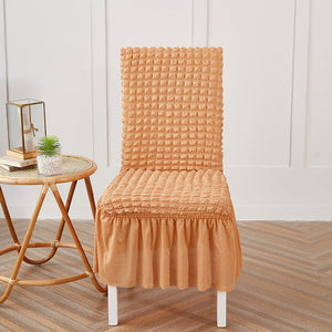 Premium Textured Seersucker High-Stretch Washable Dining Chair Slipcovers with Skirt