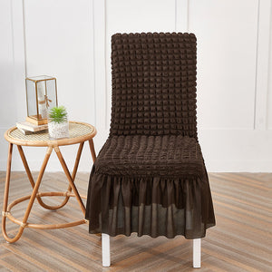 Premium Textured Seersucker High-Stretch Washable Dining Chair Slipcovers with Skirt
