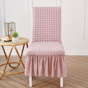 Premium Textured Seersucker High-Stretch Washable Dining Chair Slipcovers with Skirt