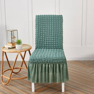 Premium Textured Seersucker High-Stretch Washable Dining Chair Slipcovers with Skirt