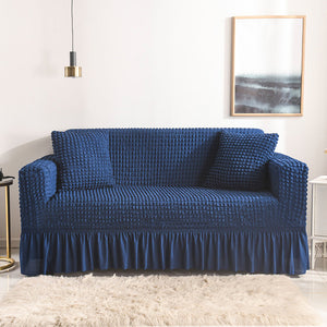 High-Quality Seersucker Stretch Sofa Slipcover with Elastic Bottom and Skirt Washable Furniture Protector for Kids and Pets 1/2/3/4 Seater Options