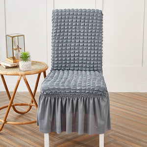 Premium Textured Seersucker High-Stretch Washable Dining Chair Slipcovers with Skirt