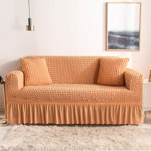 High-Quality Seersucker Stretch Sofa Slipcover with Elastic Bottom and Skirt Washable Furniture Protector for Kids and Pets 1/2/3/4 Seater Options
