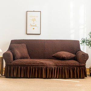 High-Quality Seersucker Stretch Sofa Slipcover with Elastic Bottom and Skirt Washable Furniture Protector for Kids and Pets 1/2/3/4 Seater Options