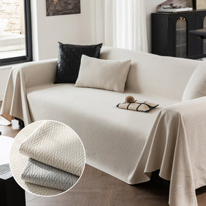 Herringbone Textured Sofa Throw Blanket, Durable Pet Friendly Modern Couch Slipcover
