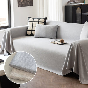 Herringbone Textured Sofa Throw Blanket, Durable Pet Friendly Modern Couch Slipcover