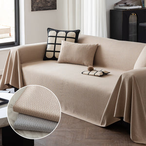 Herringbone Textured Sofa Throw Blanket, Durable Pet Friendly Modern Couch Slipcover