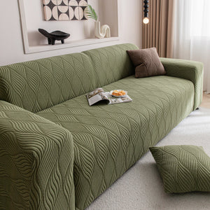 Modern Wavy Jacquard Sofa Slipcover, High Stretch Sofa Cover with 3D Organic Texture