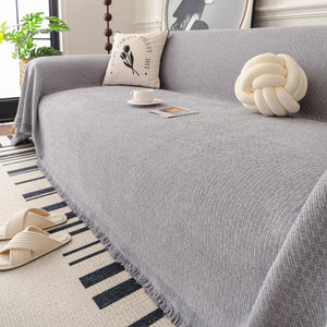 Textured Woven Modern Sofa Cover, Natural Blend Decorative Couch Throw Blanket