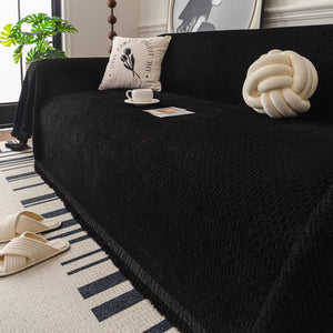 Textured Woven Modern Sofa Cover, Natural Blend Decorative Couch Throw Blanket