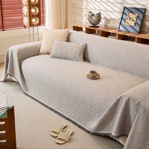 Natural Textured Linen Couch Cover, Breathable & Hypoallergenic Furniture Protector