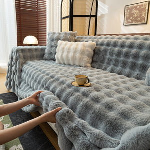 Thick Faux Fur Sofa Cover Fluffy Plush Warm Sofa Slipcover Furniture Protector for Couch Bed