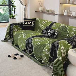 Modern Retro Sofa Throw - Decorative, Washable Chenille Blanket & Couch Protector