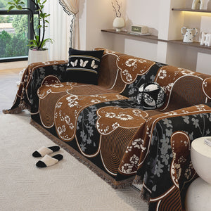 Modern Retro Sofa Throw - Decorative, Washable Chenille Blanket & Couch Protector