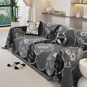 Modern Retro Sofa Throw - Decorative, Washable Chenille Blanket & Couch Protector