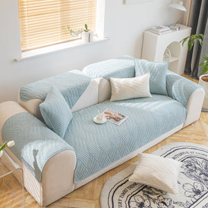 Quilted Geometric Cotton Sofa Cover, Non-Slip & Thick Padded Furniture Covers