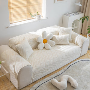 Quilted Geometric Cotton Sofa Cover, Non-Slip & Thick Padded Furniture Covers