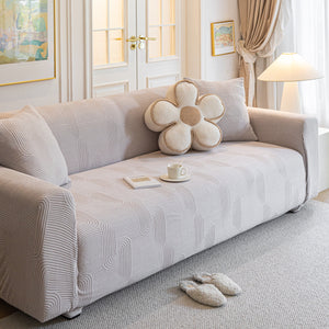 Modern Slipcovers Geometric Textured Stretchable Sofa Cover for Couch with Chaise
